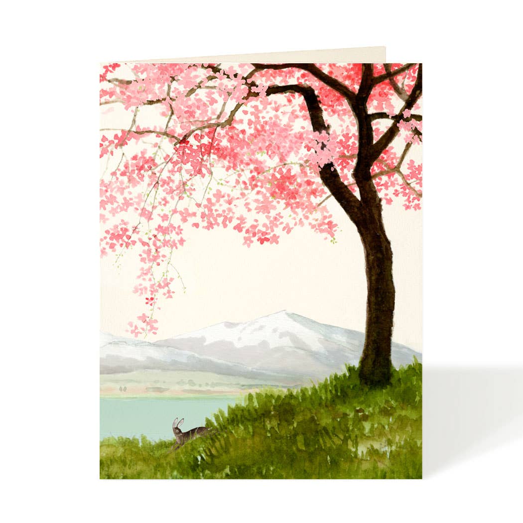 Cherry Blossoms By the Bank Blank Card