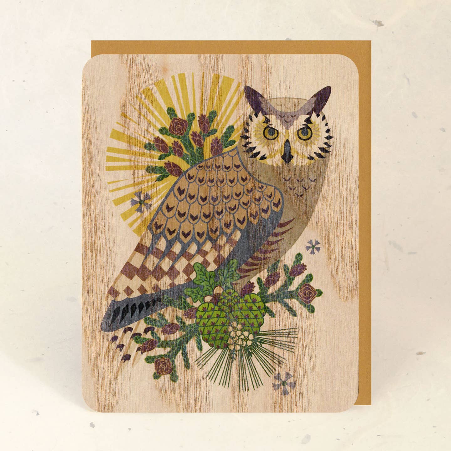 Great Horned Owl Wood Card
