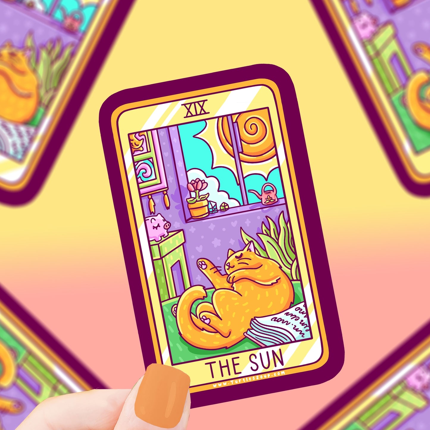 The Sun Cat Tarot Card Vinyl Sticker