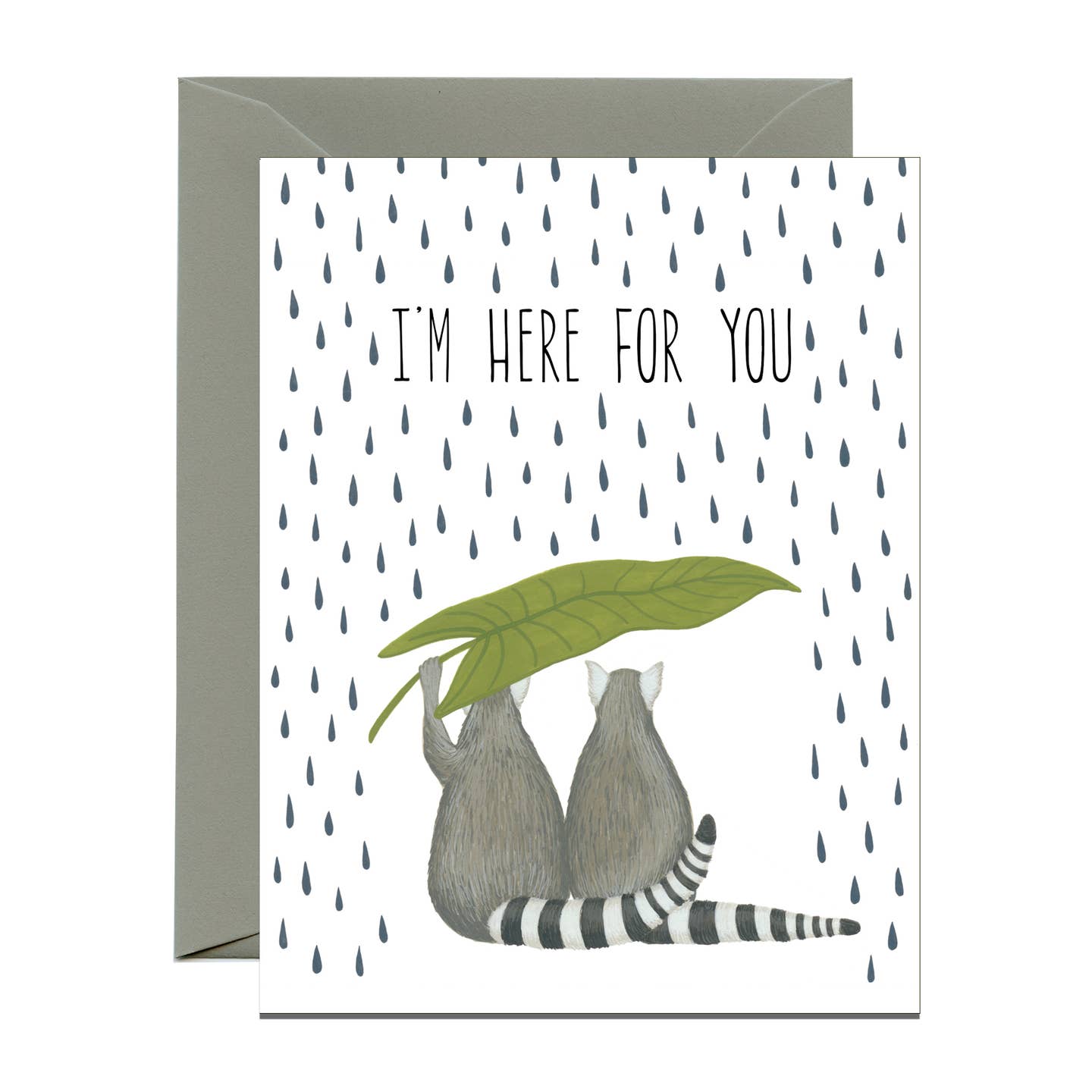 Lemurs in the Rain Here for You Card