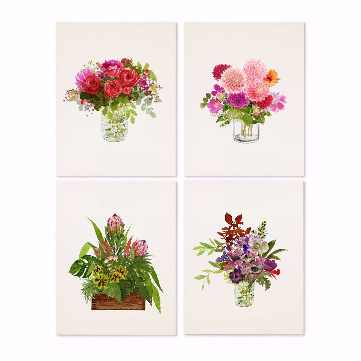 Plum Bouquets Box Set of Cards