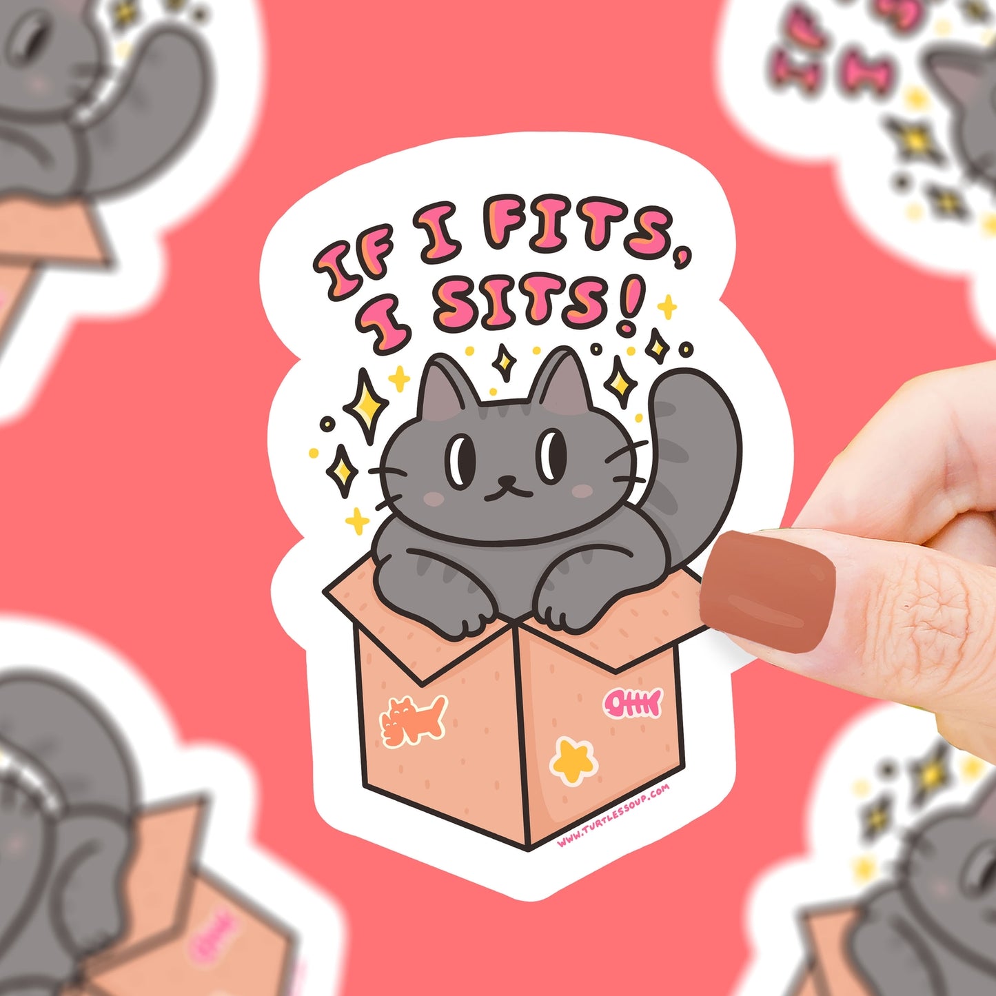 If I Fits I Sits Cat in Box Vinyl Sticker