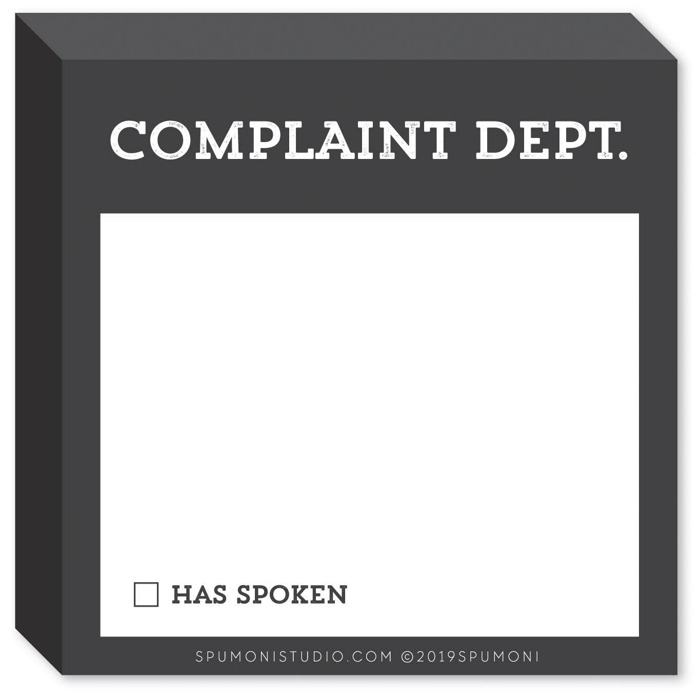 Complaint Department Sticky Notes