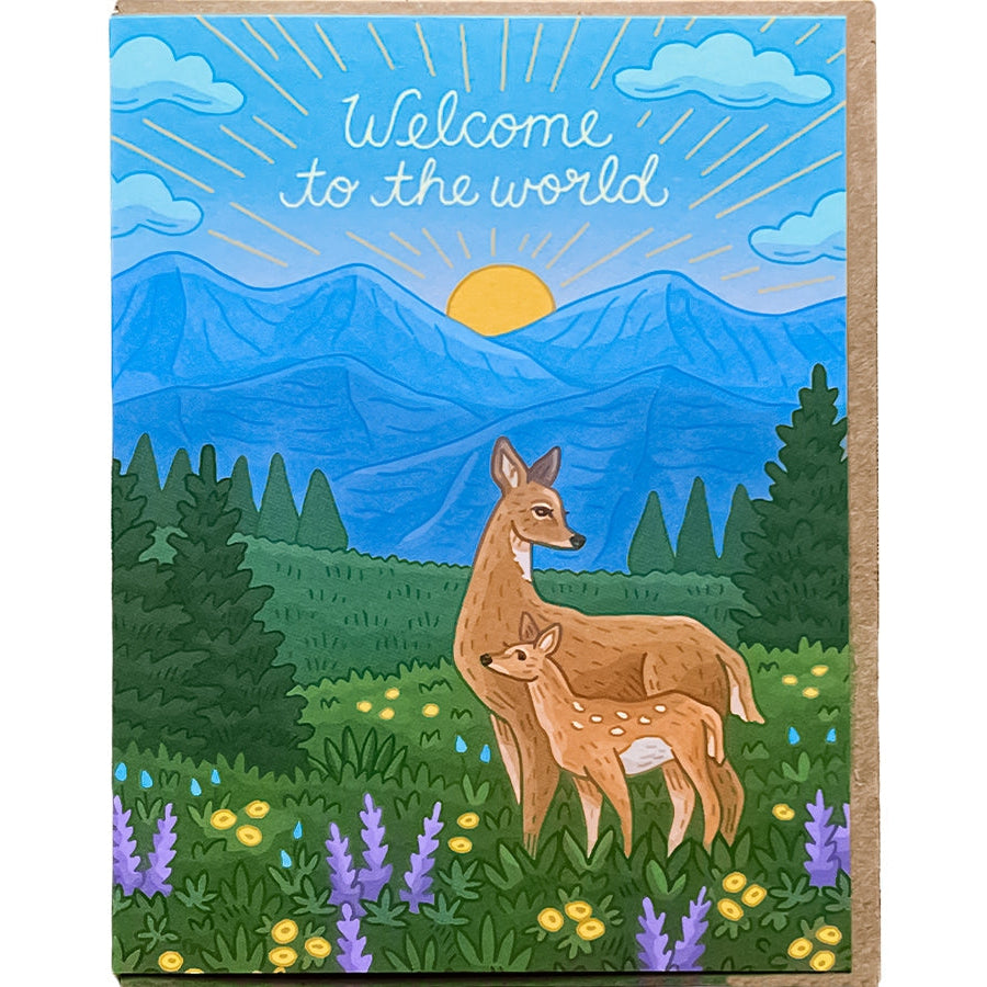 Deer Welcome to the World Baby Card