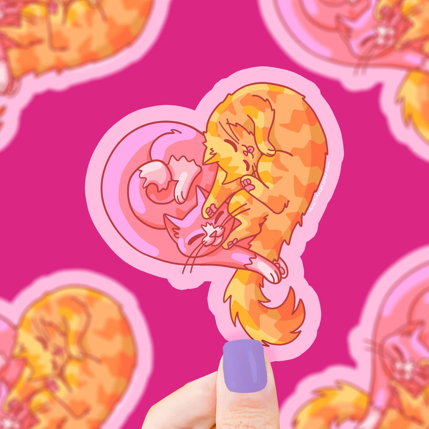 Kitty Cat Heart Vinyl Sticker