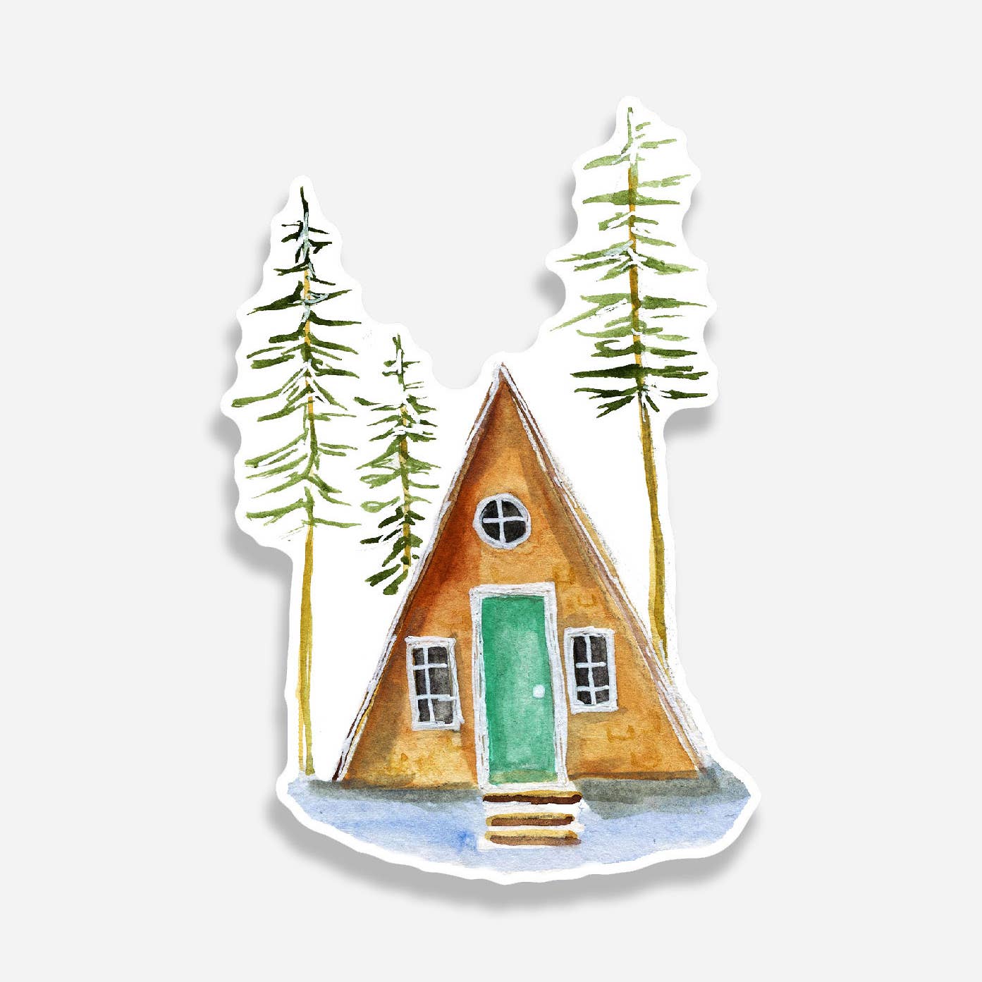A Frame Cabin in Woods Vinyl Sticker