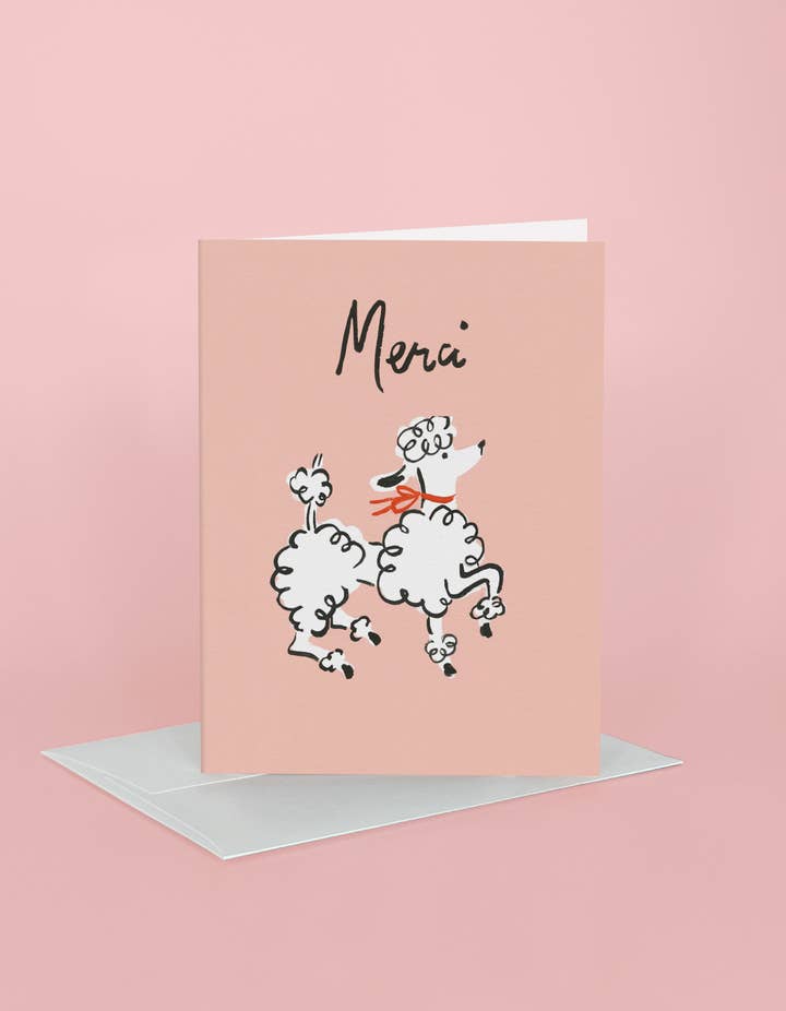 Merci Poodle Card