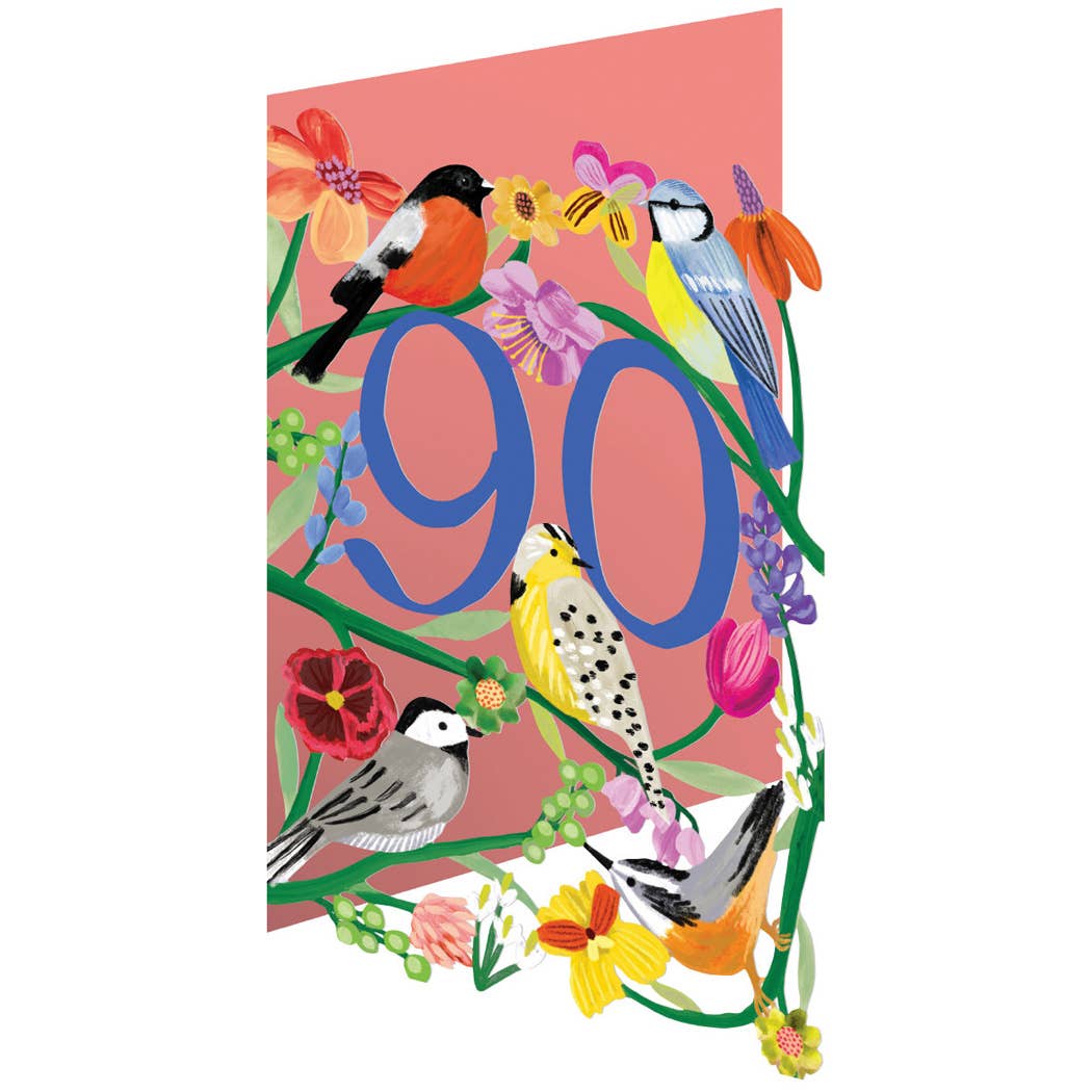90 Peach Birdhaven Lasercut Birthday Card