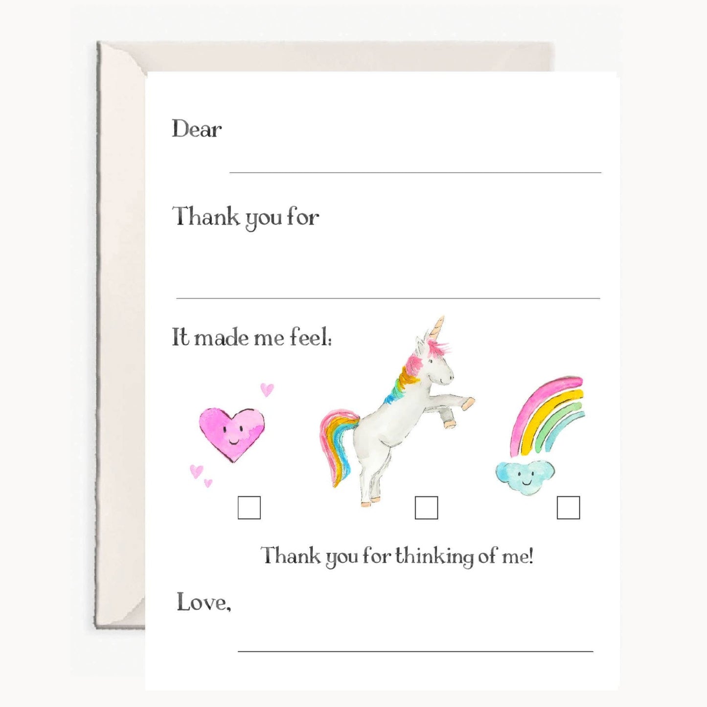 Rainbow Kids Fill in the Blank Thank You Cards