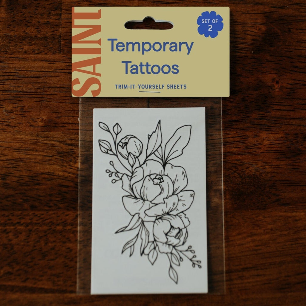 Peony Bouquet Flowers Temp Tattoos