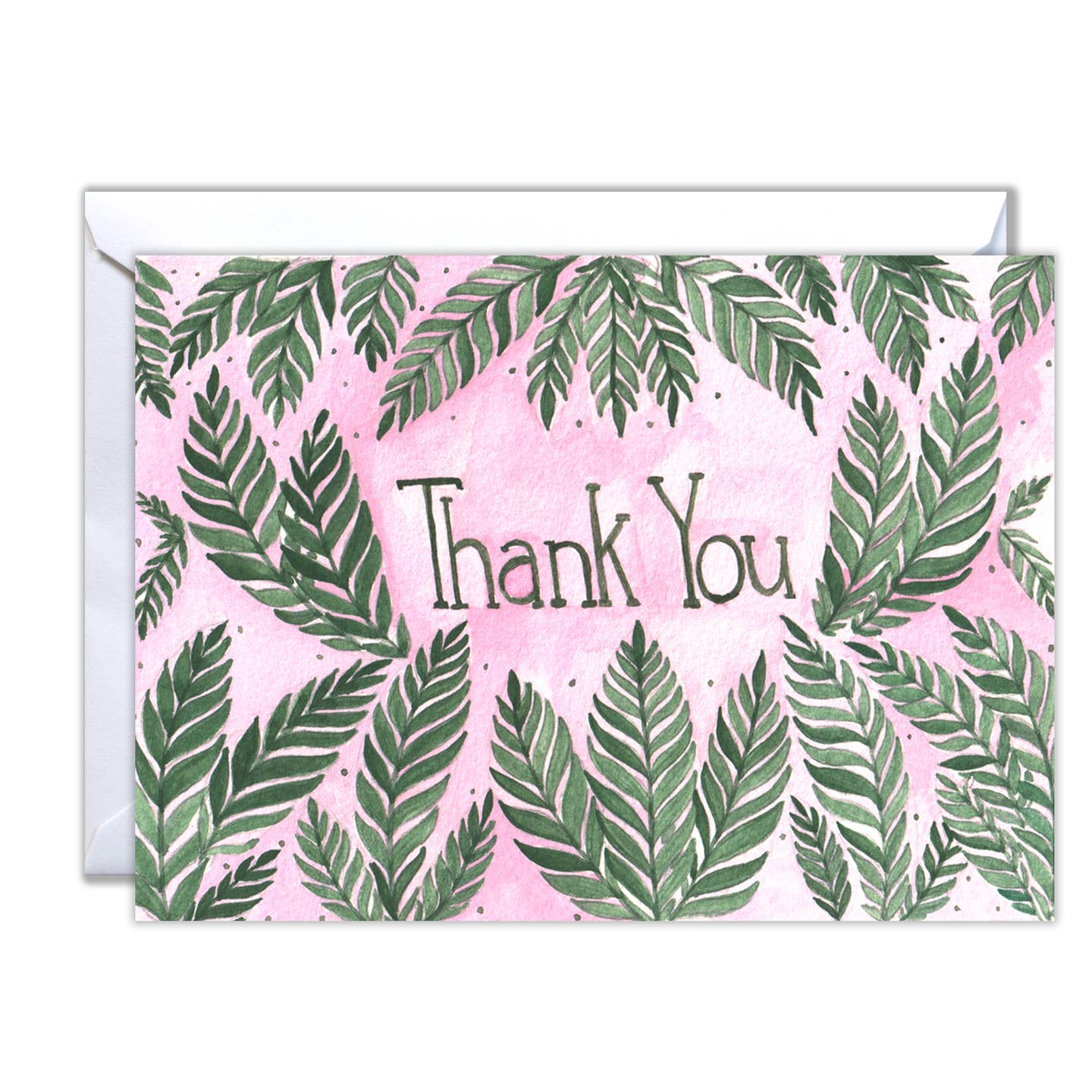 Pink Fern Thank You Card