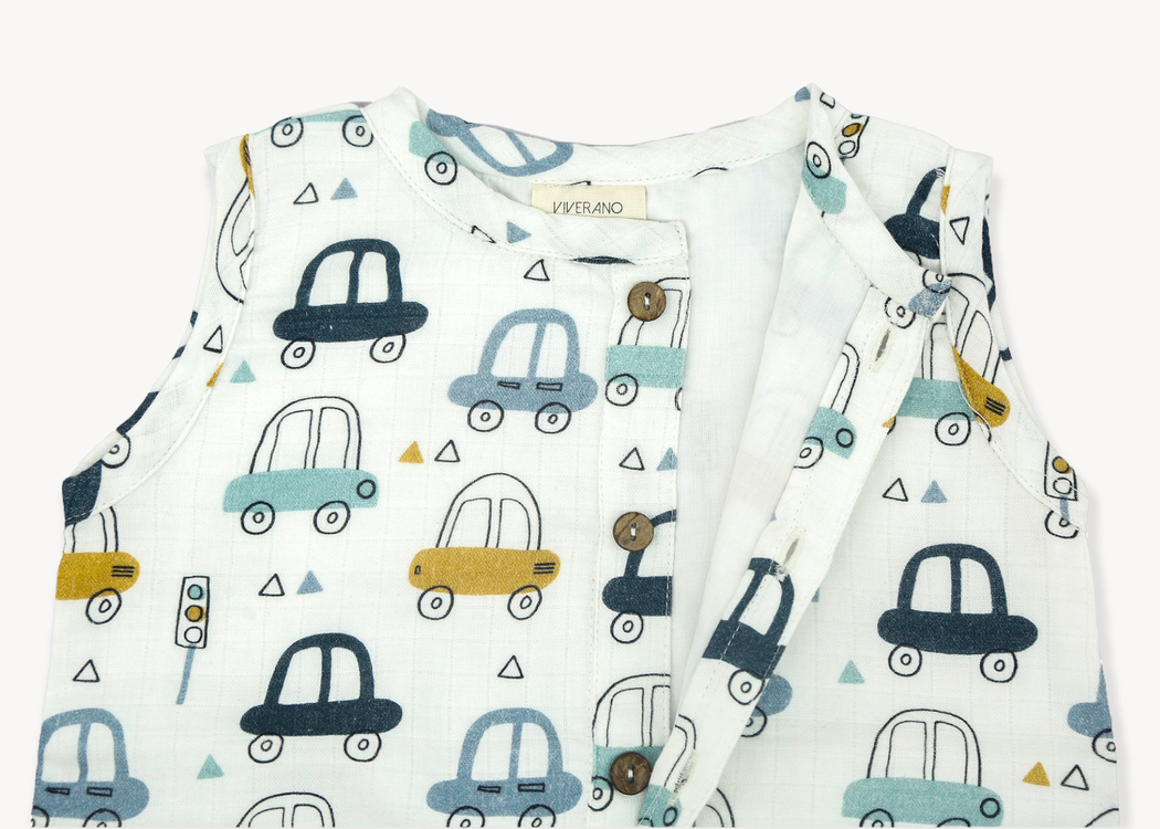 Cars Sleeveless Short Romper