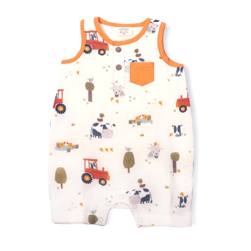 Farm Sleeveless Pocket Short Romper