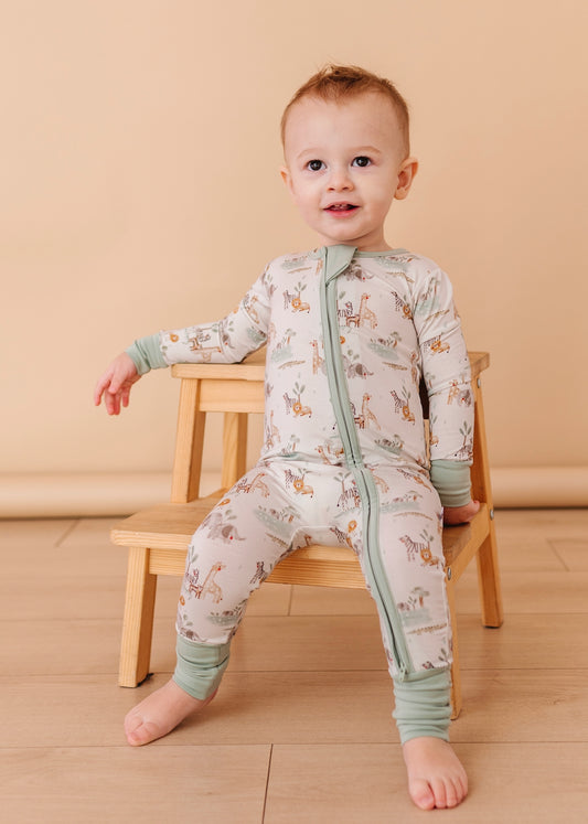 Soft Savannah Bamboo Baby Zip Romper