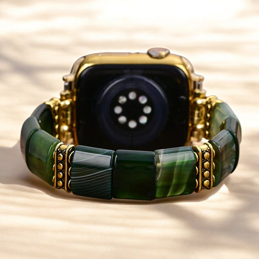Evergreen Serenity Agate Stretch Apple Watch Strap