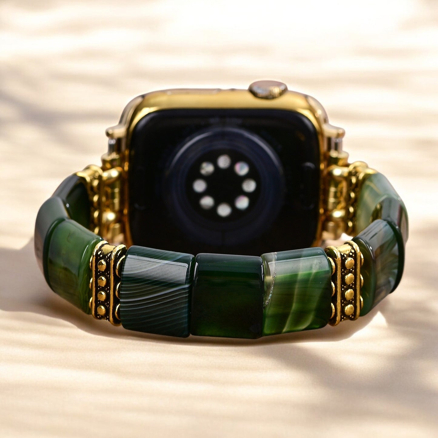 Evergreen Serenity Agate Stretch Apple Watch Strap