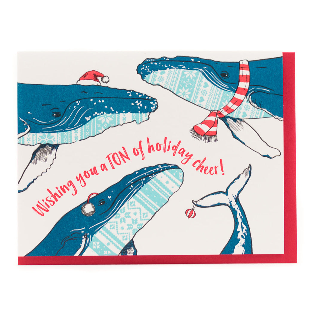 Whales Wishing You a Ton of Holiday Cheer Card