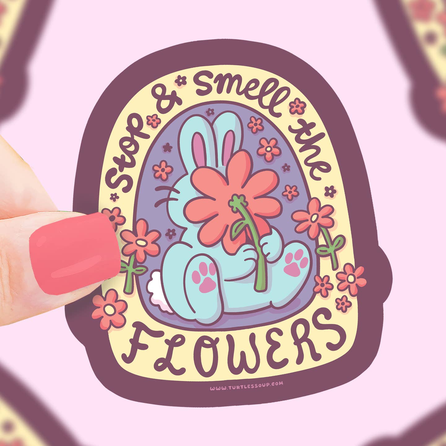 Stop & Smell the Flowers Bunny Vinyl Sticker