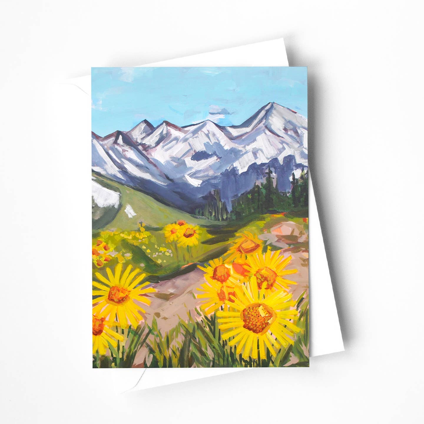 Alpine Trail Mountain Sunflower Blank Card