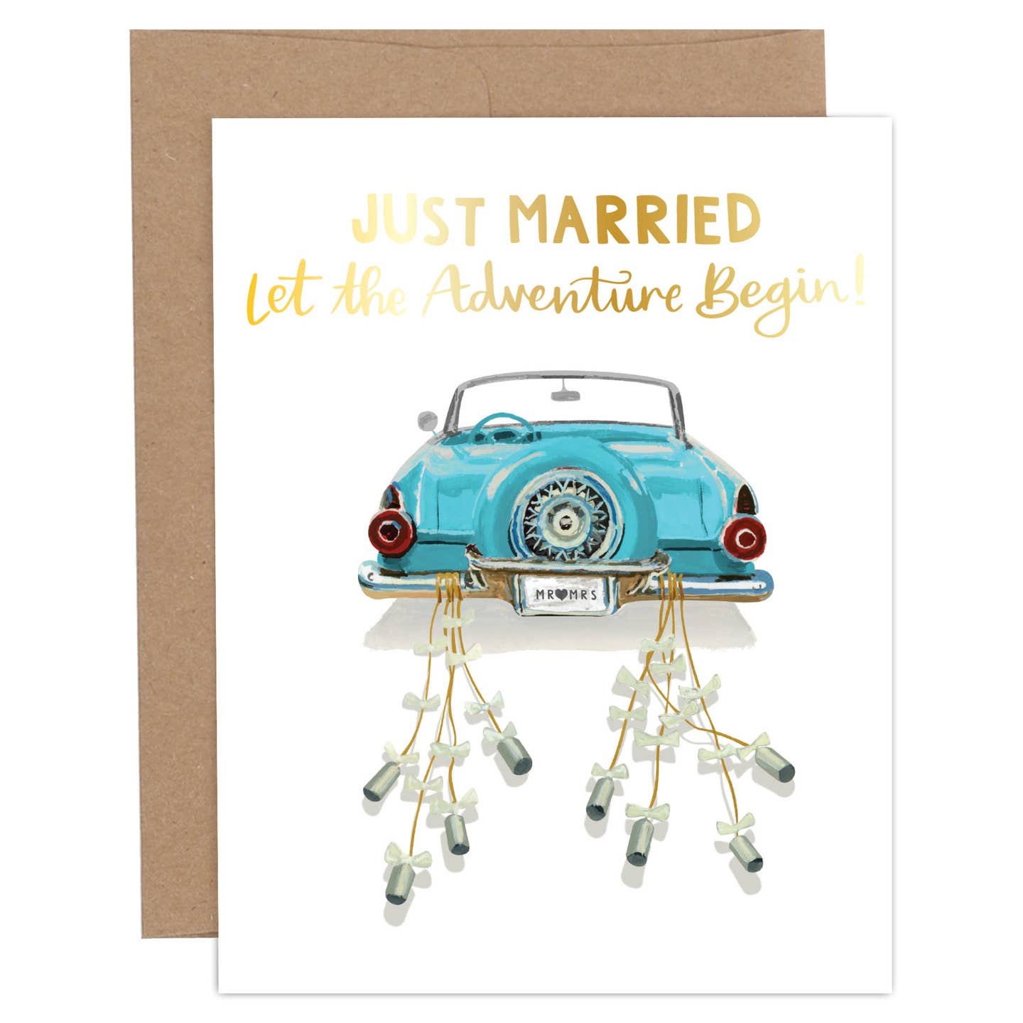 Just Married Car Adventure Begins Card