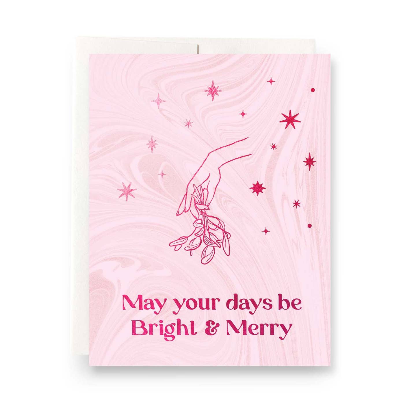 Pink Mistletoe Merry & Bright Card