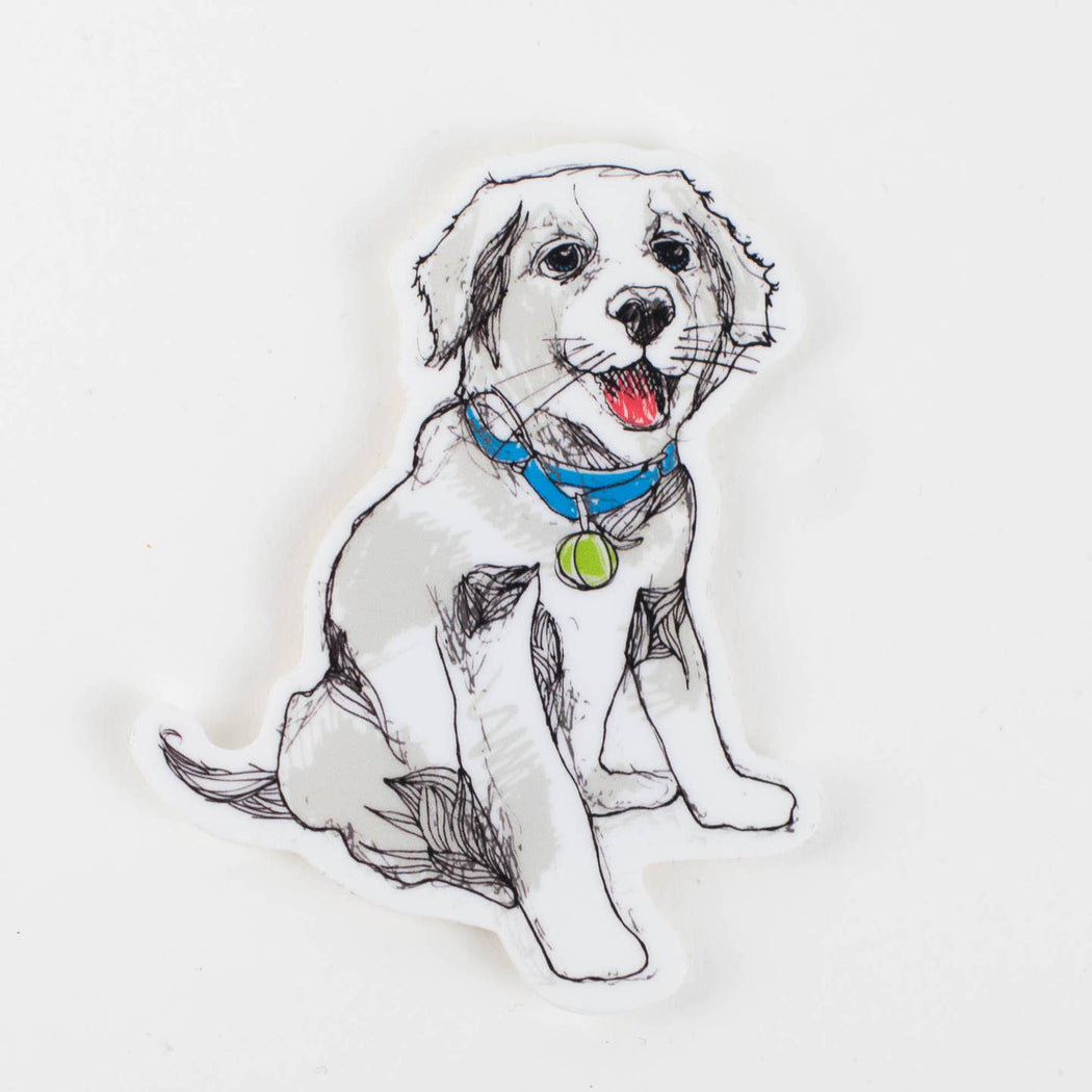 White Dog Pup Vinyl Sticker