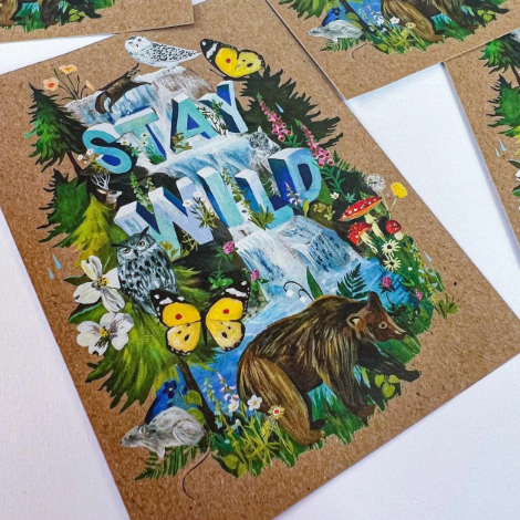 Stay Wild Bear Waterfall Vinyl Sticker