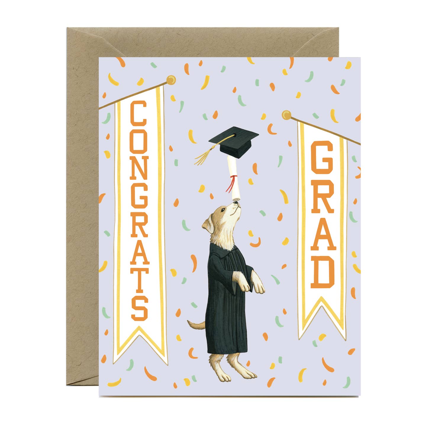 Dog Cap & Gown Congrats Grad Card