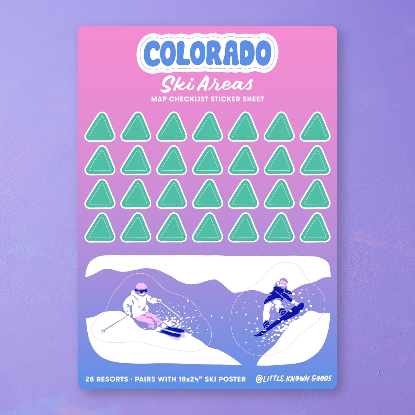 Colorado Ski Areas Map Checklist Sticker Sheet