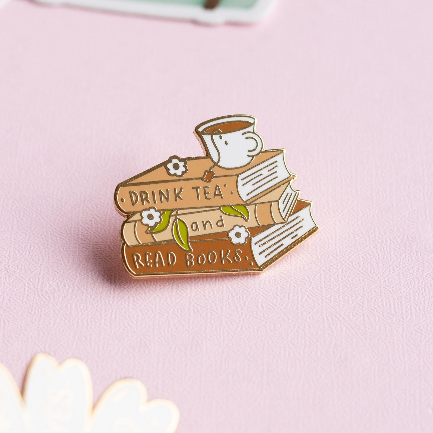 Tea and Books Enamel Pin