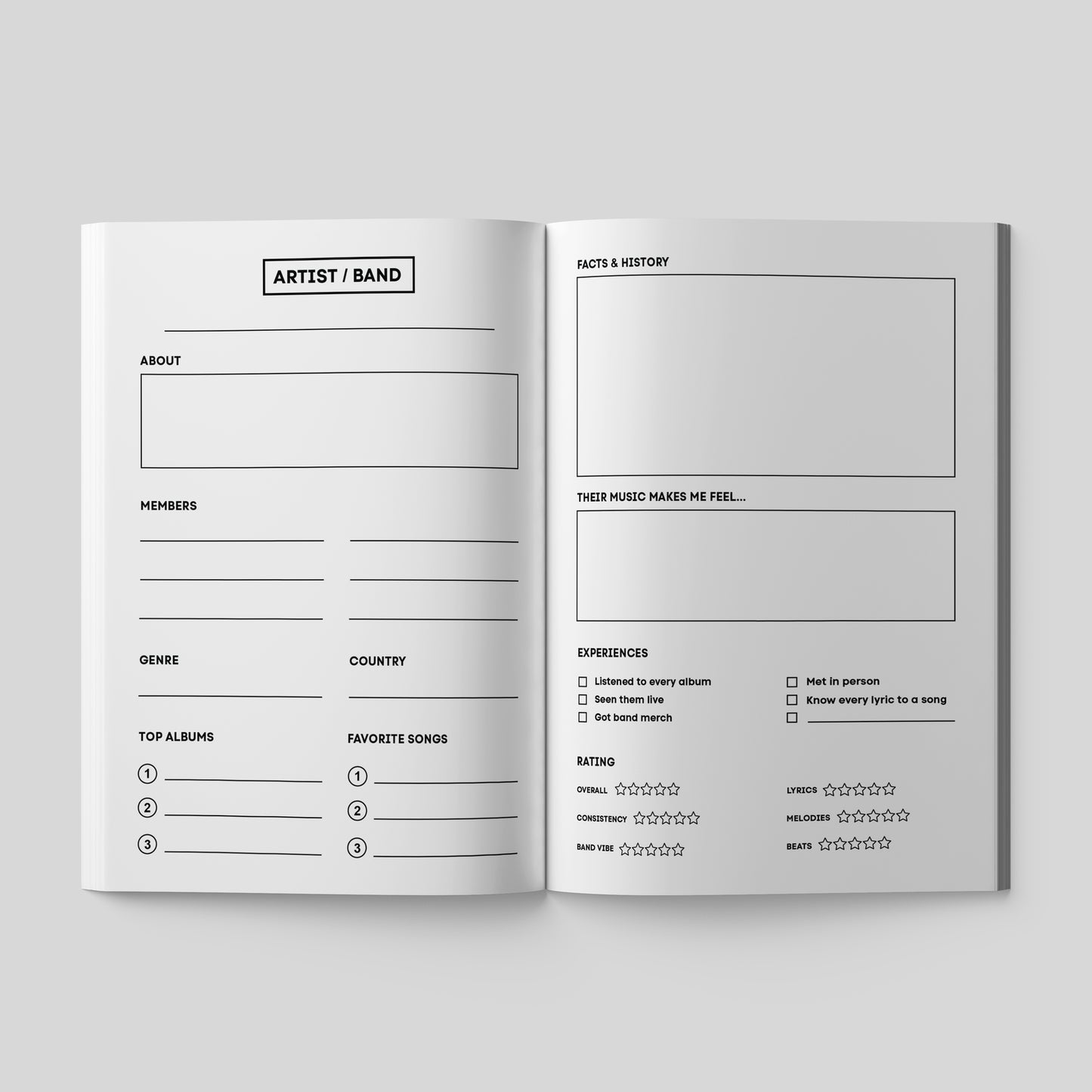 My Favorite Bands Remembered Journal