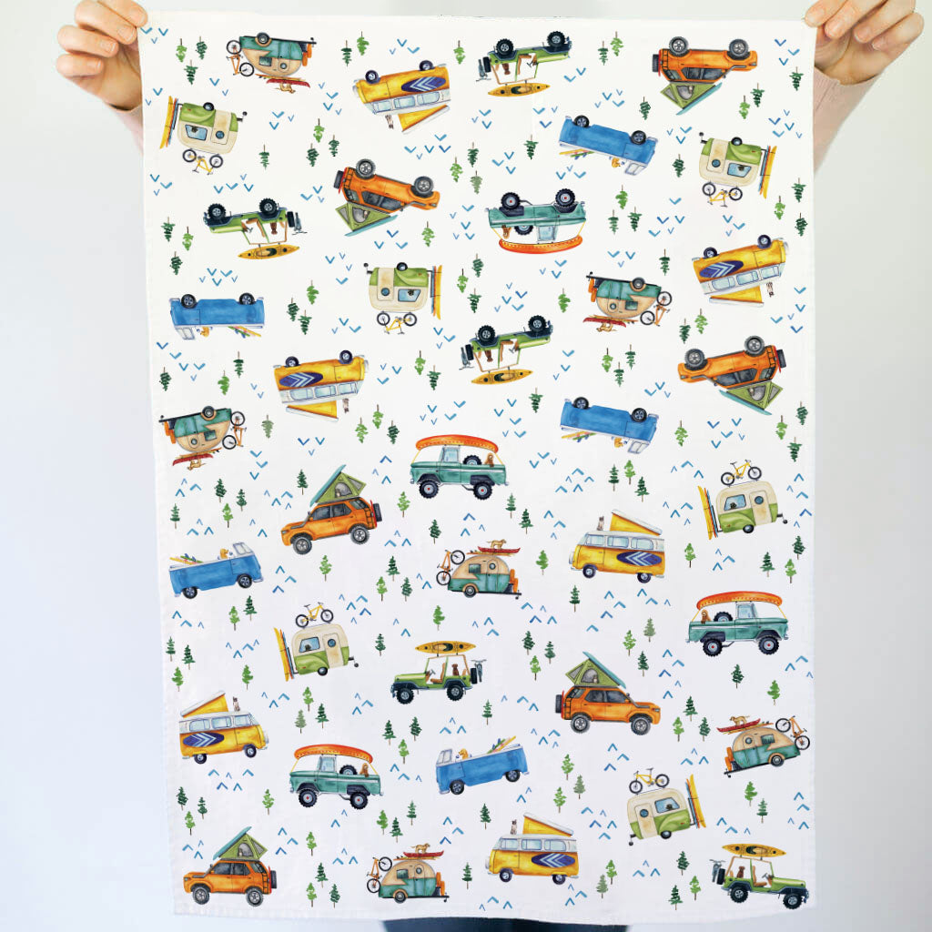 Adventure Vehicles Camping Tea Towel