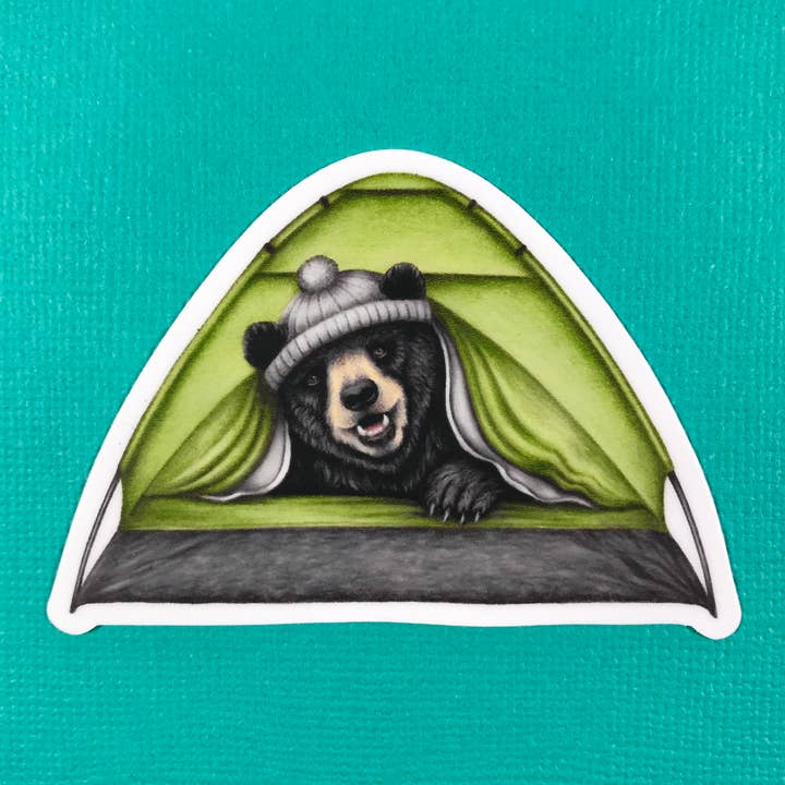 Bear in a Tent Sticker