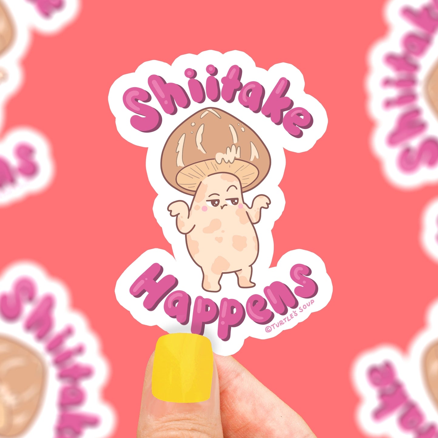 Shiitake Happens Mushroom Vinyl Sticker