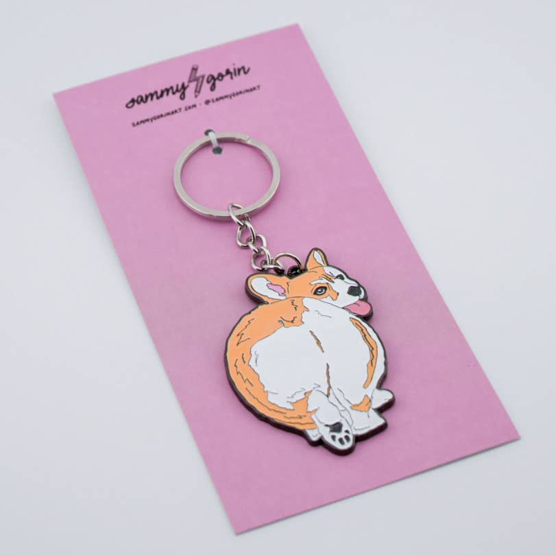 Corgi Butt Enamel Keychain