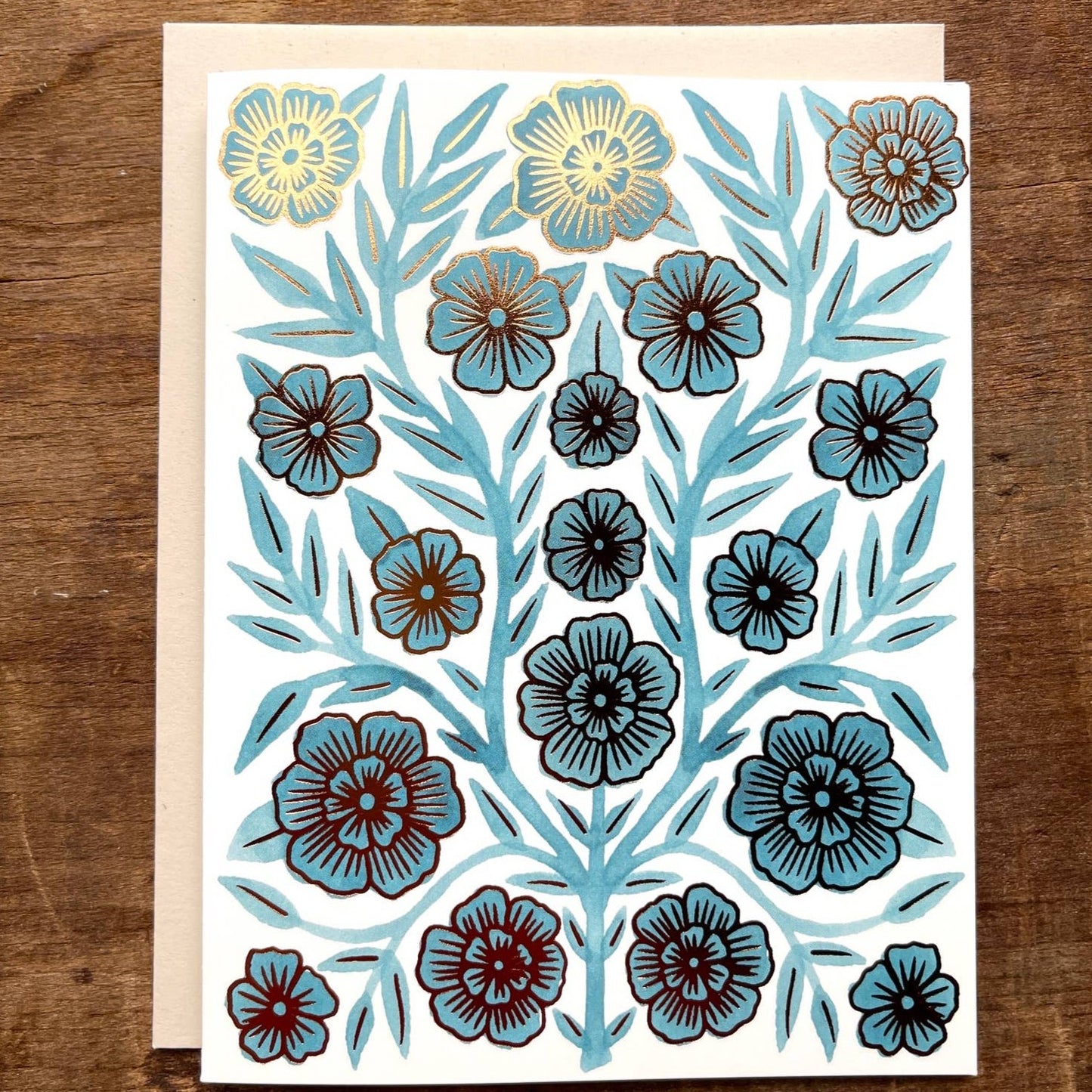 Teal & Gold Blank Floral Cards (Box Set)