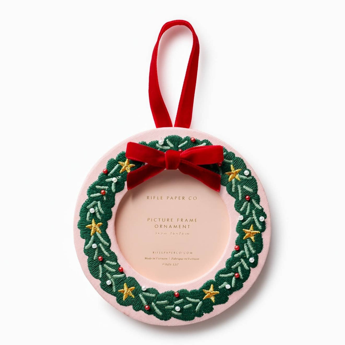 Christmas Wreath Embroidered Frame Ornament