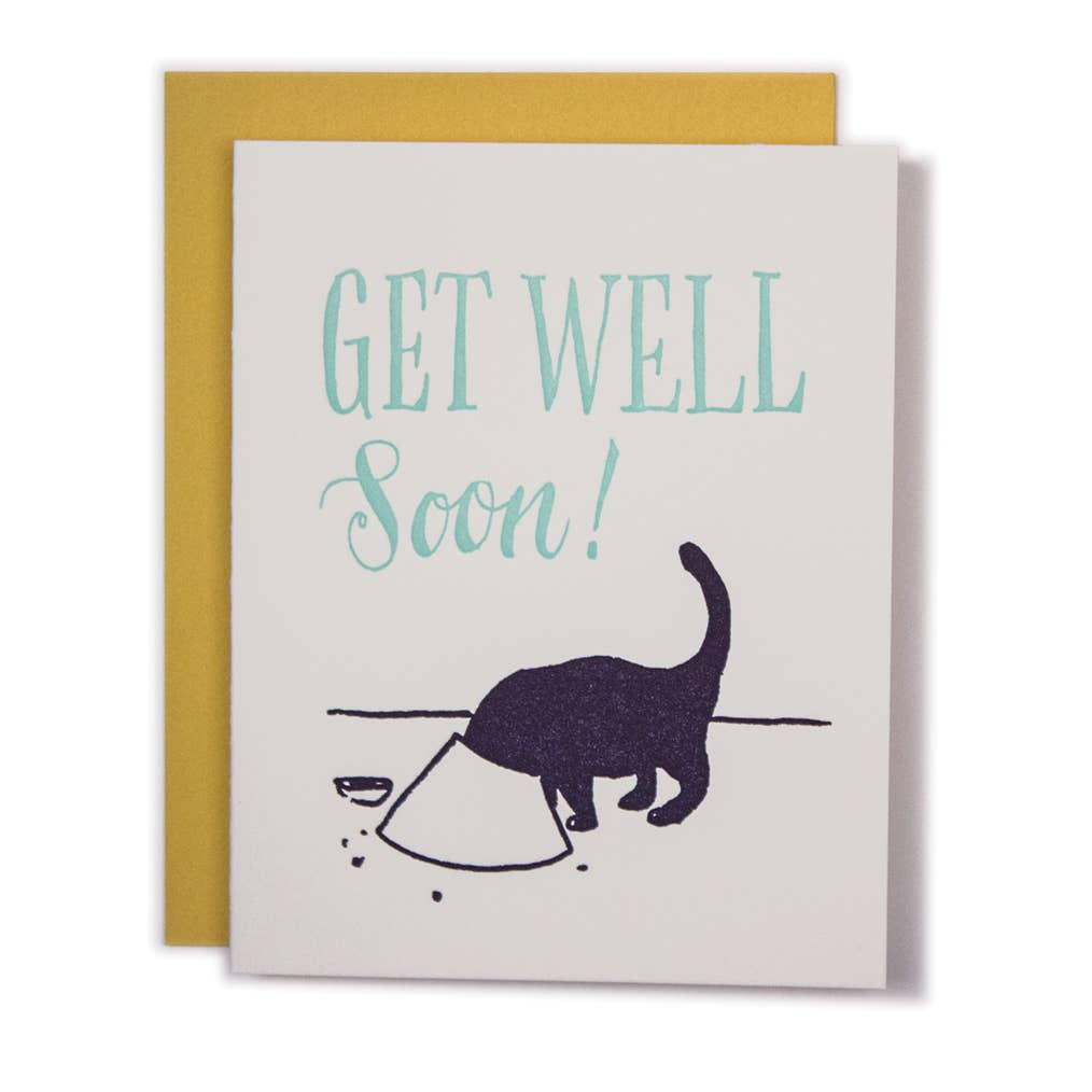 Get Well Soon Cat Cone Card