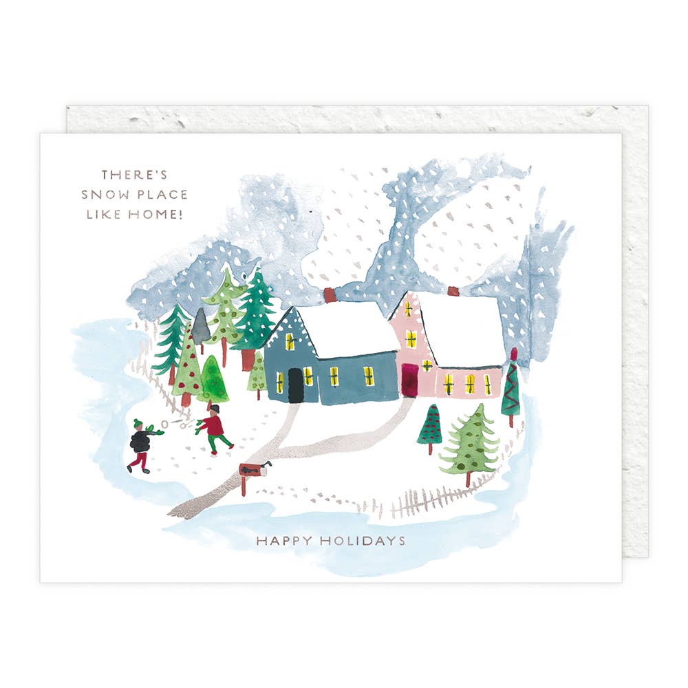 Winter Houses Snow Place Like Home Card