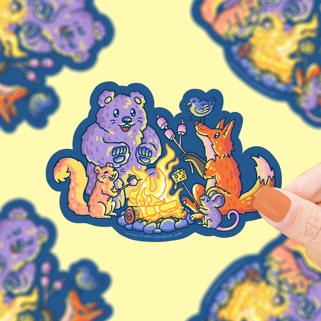Campfire Critters Bear Fox Vinyl Sticker