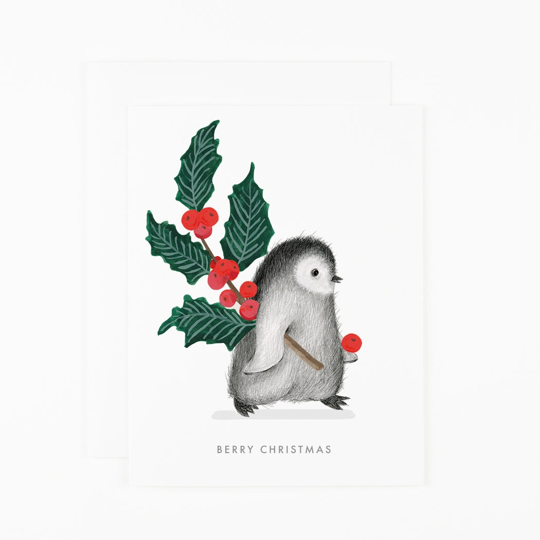 Berry Christmas Penguin Card