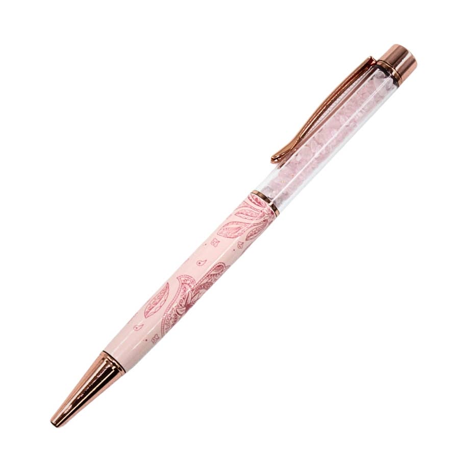 Pink Hamsa Rose Quartz Gemstone Ballpoint Pen