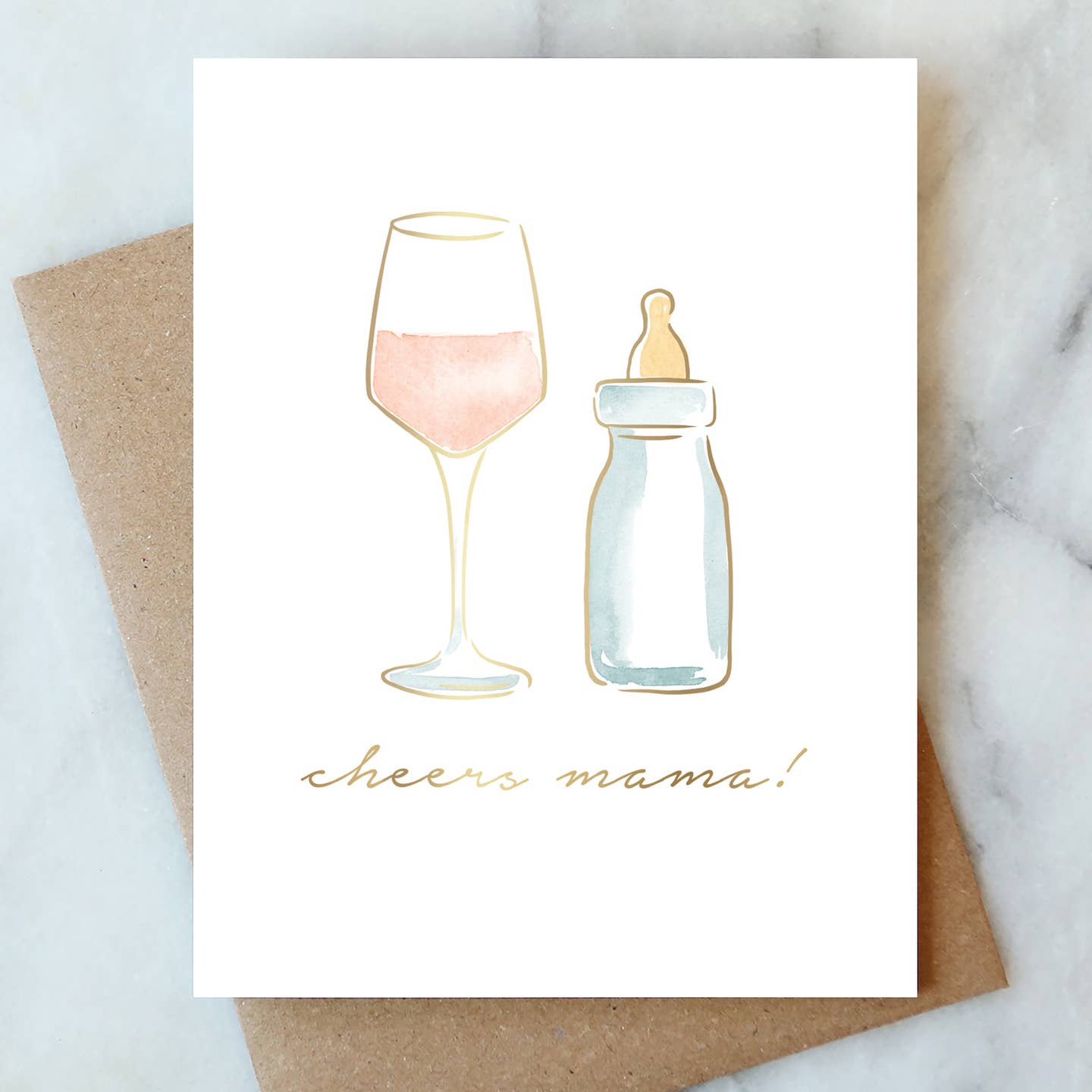Cheers Mama Bottle Wine Baby Card