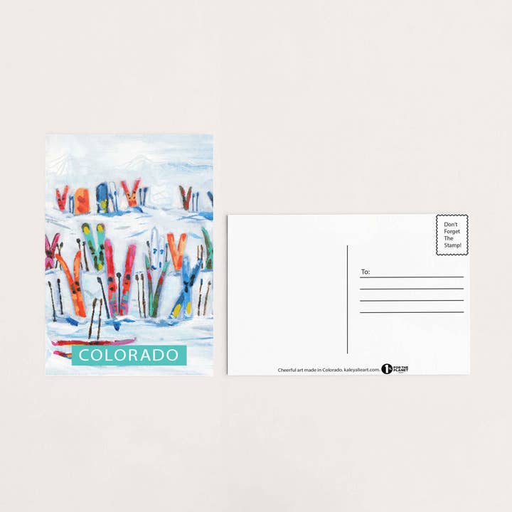 Sea of Skis Colorado Postcard