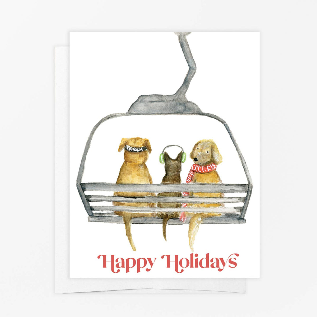 Dog Ski Lift Holidays Card
