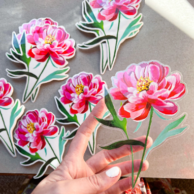 Clear Peony Flower Sticker
