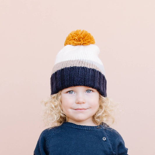 Navy Sunset Knit Baby Kids Hat