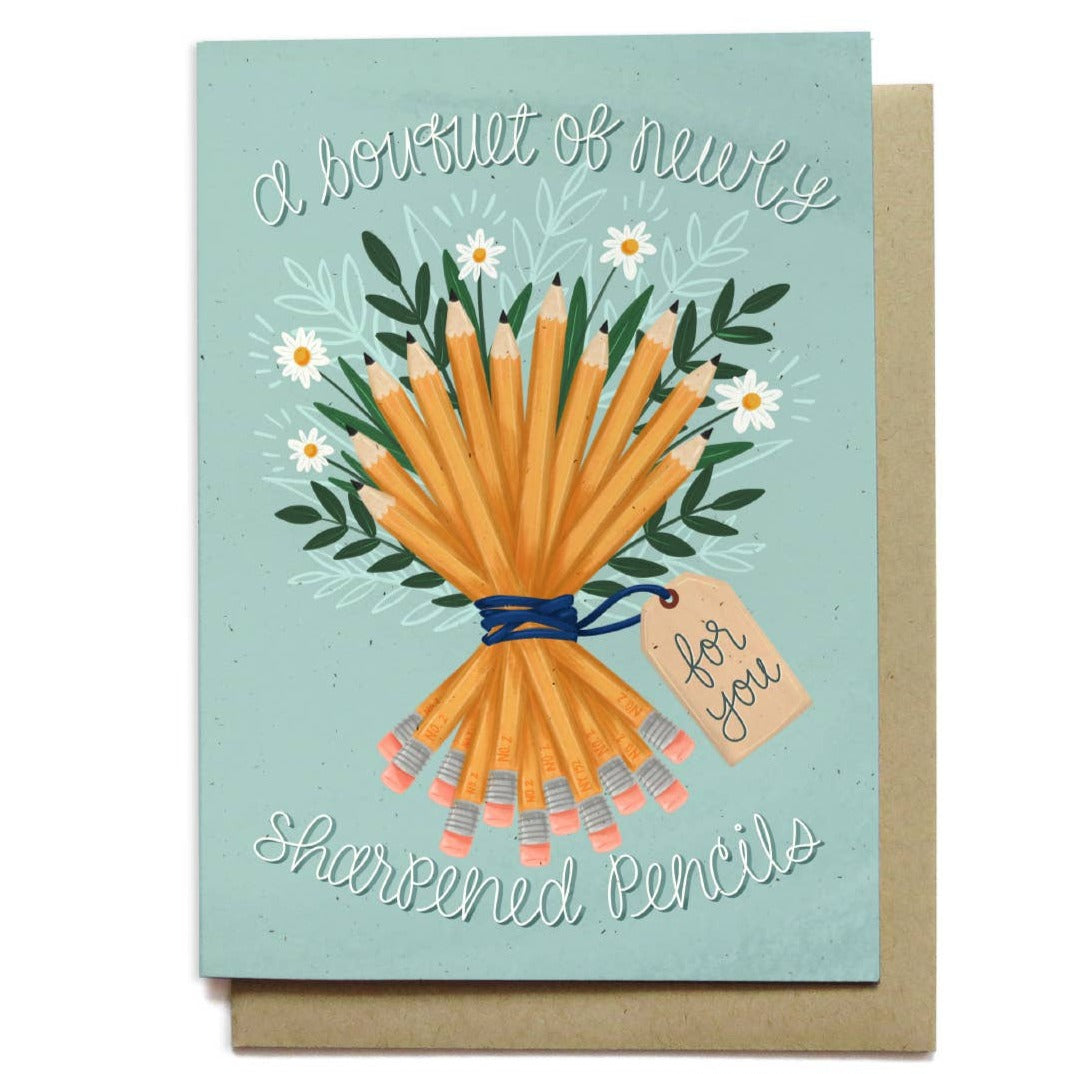 Bouquet of Newly Sharpened Pencils Teacher Card