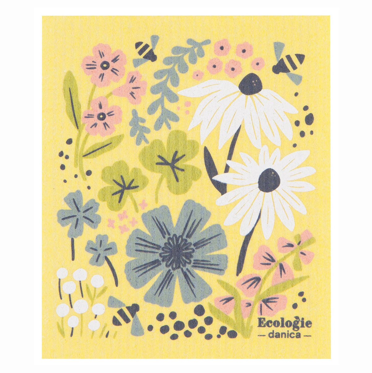 Bees Blooms Swedish Dishcloth