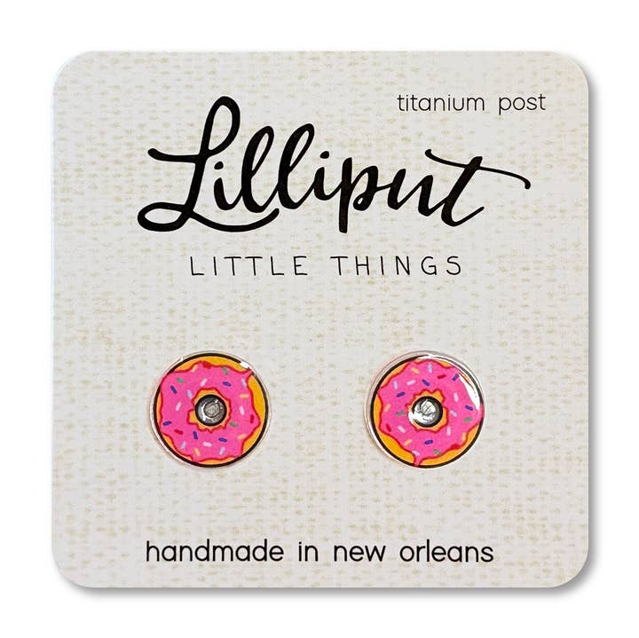 Pink Sprinkle Donut Earrings
